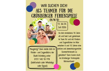 Teamer für die Grünberger Ferienspiele (m/w/d) 